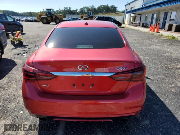 2018 Infiniti Q50 RED SPORT 400 with VIN JN1FV7ARXJM481308, listed as a Copart auction lot 65023704 with 96,204 mi miles and Salvage Title. Bid and sale history available at carsss.com. Image 6.