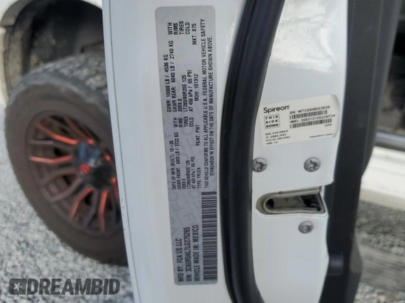 2020 Ram 2500 Laramie with VIN 3C6UR5NL7LG275265, listed as a Copart auction lot 80437784 with 37,882 mi miles and Non Repairable. Bid and sale history available at carsss.com. Image 13.
