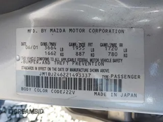 2002 Mazda Protege z VIN JM1BJ246221493337, wystawiony jako IAAI lot #42171966 z przebiegiem 244 609 mil mil oraz . Historia ofert i sprzedaży dostępna na DreamBid. Obrazek 9.