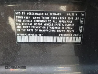 2014 Volkswagen CC R-Line with VIN WVWBP7AN7EE537157, listed as a Copart auction lot 65404654 with 153,336 mi miles and Salvage Title. Bid and sale history available at DreamBid. Image 12.