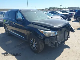 2013 Infiniti JX35 with VIN 5N1AL0MN6DC342571, listed as a IAAI auction lot 41765105 with 174,458 mi miles. Bid and sale history available at carsss.com. Image 1.