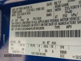 2017 Ford Escape SE with VIN 1FMCU0G94HUE90206, listed as a IAAI auction lot 42069904 with 86,883 mi miles. Bid and sale history available at carsss.com. Image 9.