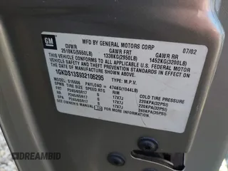 2003 GMC Envoy SLT z VIN 1GKDS13S932106295, wystawiony jako IAAI lot #41594814 z przebiegiem 199 597 mil mil oraz . Historia ofert i sprzedaży dostępna na DreamBid. Obrazek 9.