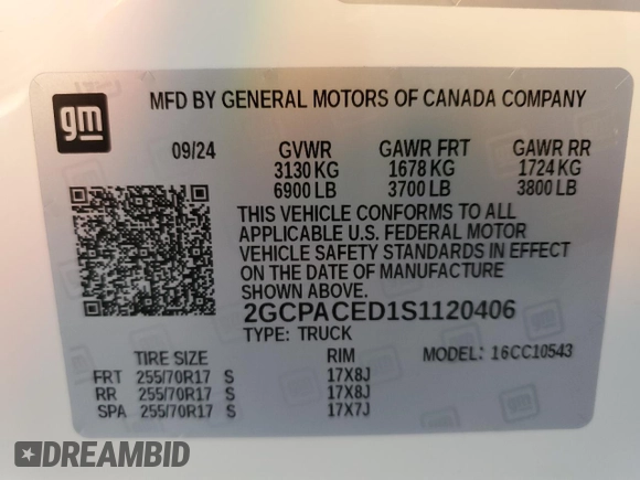 2025 Chevrolet Silverado 1500 LT with VIN 2GCPACED1S1120406, listed as a Copart auction lot 53450275 with 9,595 mi miles and Clean Title. Bid and sale history available at DreamBid. Image 13.