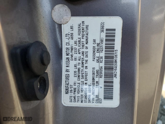 2008 Infiniti G37 Coupe Journey with VIN JNKCV64E68M108715, listed as a Copart auction lot 72126454 with 178,203 mi miles and Salvage Title. Bid and sale history available at carsss.com. Image 12.
