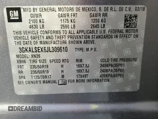 2018 GMC Terrain Denali with VIN 3GKALSEX6JL309610, listed as a Copart auction lot 51937485 with 32,687 mi miles and Salvage title. Bid and sale history available at DreamBid. Image 13.