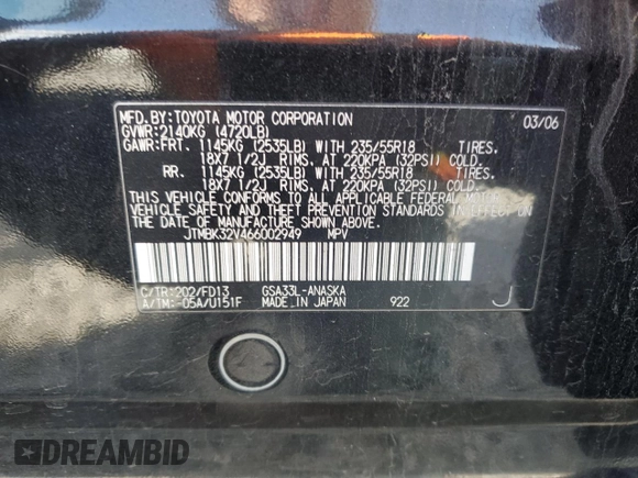 2006 Toyota RAV4 Sport with VIN JTMBK32V466002949, listed as a Copart auction lot 85371314 with 173,110 mi miles and Salvage Title. Bid and sale history available at carsss.com. Image 14.