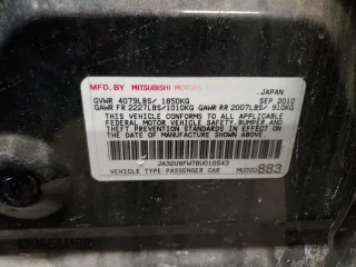 2011 Mitsubishi Lancer GTS with VIN JA32U8FW7BU010543, listed as a Copart auction lot 43706055 with 119,855 mi miles and Salvage Title. Bid and sale history available at carsss.com. Image 12.