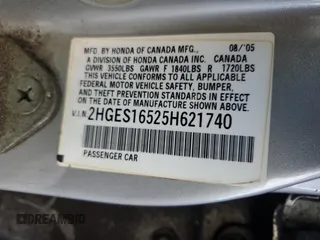 2005 Honda Civic LX z VIN 2HGES16525H621740, wystawiony jako Copart lot #85270434 z przebiegiem 116 606 mil mil oraz Szkoda całkowita • Salvage title. Historia ofert i sprzedaży dostępna na DreamBid. Obrazek 15.
