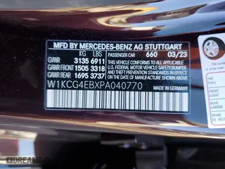 2023 Mercedes-Benz EQS with VIN W1KCG4EBXPA040770, listed as a Copart auction lot 43034264 with 0 mi miles. Bid and sale history available at carsss.com. Image 12.