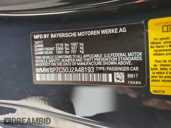 2018 MINI Hardtop Cooper S with VIN WMWXP7C50J2A48193, listed as a Copart auction lot 83591254 with 22,532 mi miles and Salvage Title. Bid and sale history available at DreamBid. Image 12.