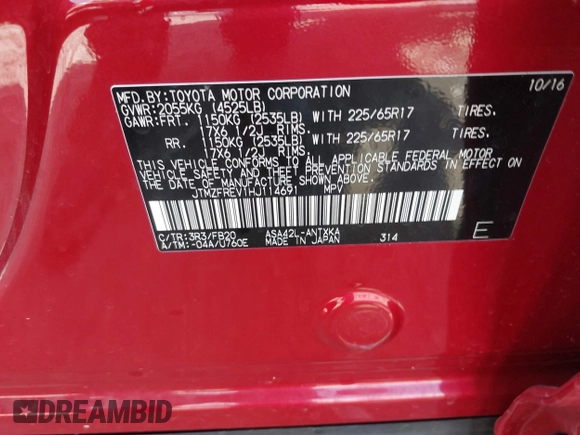 2017 Toyota RAV4 LE z VIN JTMZFREV1HJ114691, wystawiony jako IAAI lot #41920061 z przebiegiem 35 885 mil mil oraz . Historia ofert i sprzedaży dostępna na DreamBid. Obrazek 9.