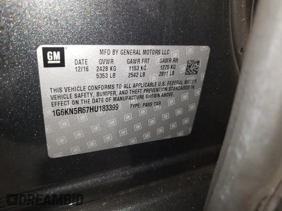 2017 Cadillac CT6 Platinum AWD with VIN 1G6KN5R67HU183399, listed as a Copart auction lot 42323205 with 62,782 mi miles and Salvage title. Bid and sale history available at DreamBid. Image 14.