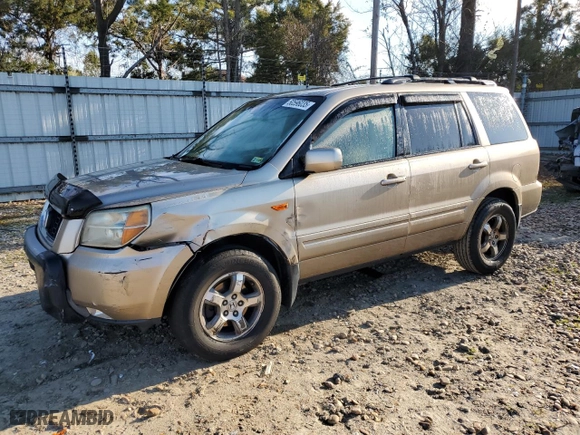 2006 Honda Pilot EX-L with VIN 5FNYF28576B008913, listed as a Copart auction lot 50596035 with 172,341 mi miles and Salvage Title. Bid and sale history available at carsss.com. Image 1.