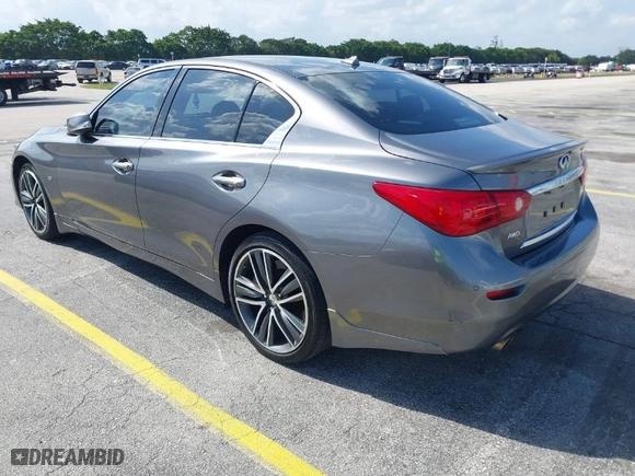 2015 Infiniti Q50 Premium with VIN JN1BV7AR3FM390743, listed as a IAAI auction lot 41990093 with 91,350 mi miles. Bid and sale history available at carsss.com. Image 3.