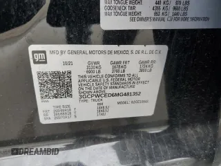 2021 Chevrolet Silverado 1500 LT with VIN 3GCPWCED6MG481352, listed as a Copart auction lot 47451595 with 57,361 mi miles and Salvage Title. Bid and sale history available at DreamBid. Image 12.