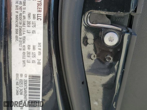 2008 Dodge Charger SRT-8 with VIN 2B3KA73W48H284076, listed as a Copart auction lot 48109825 with 156,174 mi miles and Salvage Title. Bid and sale history available at carsss.com. Image 12.