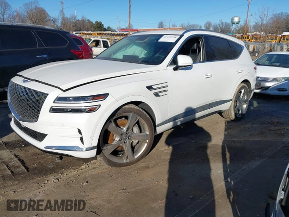 2023 Genesis GV80 with VIN KMUHCESC2PU144051, listed as a IAAI auction lot 41459754 with 14,978 mi miles and . Bid and sale history available at DreamBid. Image 20.