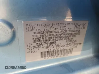 2015 Nissan Note SL z VIN 3N1CE2CP4FL368800, wystawiony jako Copart lot #57629755 z przebiegiem Nie podano mil oraz Szkoda całkowita • Salvage title. Historia ofert i sprzedaży dostępna na DreamBid. Obrazek 13.