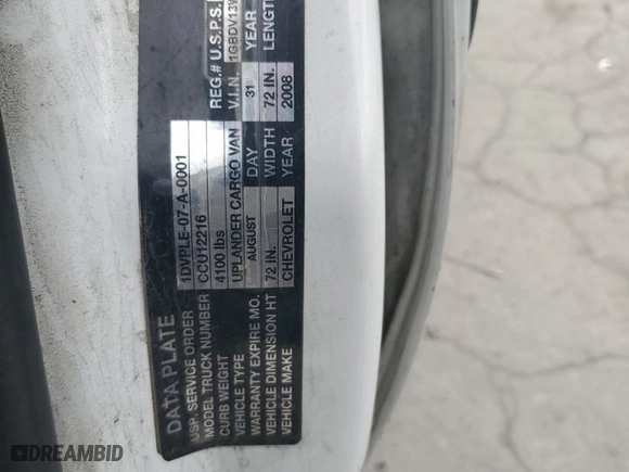 2008 Chevrolet Uplander LS Fleet with VIN 1GBDV13W78D109606, listed as a Copart auction lot 71663234 with NaN miles and Salvage Title. Bid and sale history available at carsss.com. Image 13.