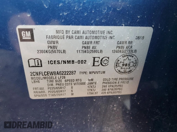 2010 Chevrolet Equinox LS with VIN 2CNFLCEW8A6222287, listed as a Copart auction lot 47439785 with 243,773 mi miles and Clean Title. Bid and sale history available at carsss.com. Image 13.