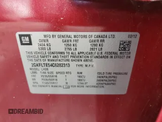 2012 GMC Terrain SLE-2 with VIN 2GKFLTE54C6282313, listed as a Copart auction lot 52798535 with 144,344 mi miles and Salvage Title. Bid and sale history available at DreamBid. Image 13.