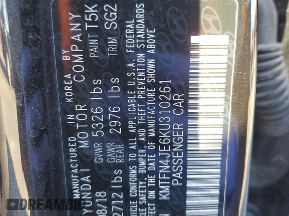 2019 Genesis G80 3.8L с VIN KMTFN4JE6KU310261, выставлен на аукционе Copart как лот 81235844 с пробегом 79 347 миль миль и Списание • Salvage title. История ставок и продаж доступна на DreamBid. Изображение 14.