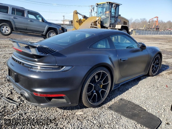 2021 Porsche 911 Turbo S with VIN WP0AD2A94MS258095, listed as a Copart auction lot 43157565 with 1,513 mi miles and Salvage Title. Bid and sale history available at DreamBid. Image 3.