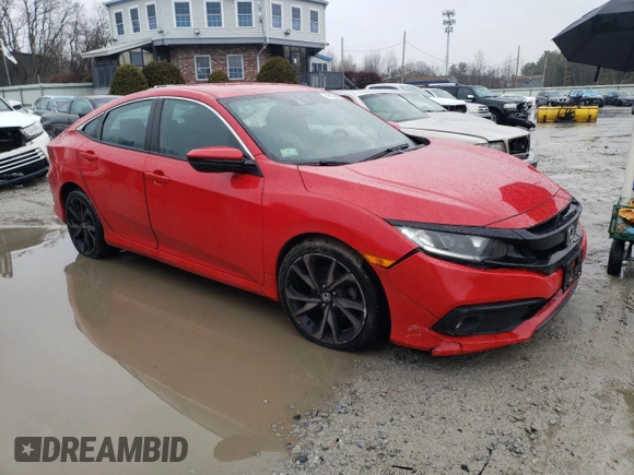 2019 Honda Civic Sport with VIN 2HGFC2F83KH578216, listed as a Copart auction lot 46923645 with 49,593 mi miles and Salvage Title. Bid and sale history available at DreamBid. Image 4.