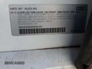2014 Audi S8 with VIN WAUD2AFD6EN004797, listed as a Copart auction lot 69993344 with 124,196 mi miles and Salvage Title. Bid and sale history available at carsss.com. Image 12.