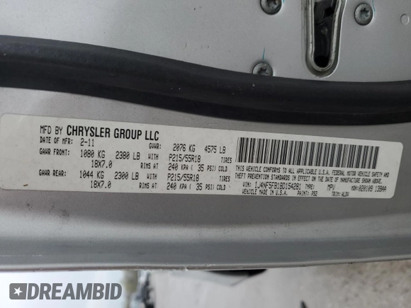 2011 Jeep Compass Limited with VIN 1J4NF5FB1BD154281, listed as a Copart auction lot 54363015 with 184,413 mi miles and Salvage Title. Bid and sale history available at carsss.com. Image 13.