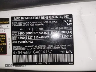 2016 Mercedes-Benz GLE 450 AMG with VIN 4JGED6EB1GA014187, listed as a IAAI auction lot 42341895 with 123,179 mi miles and . Bid and sale history available at DreamBid. Image 9.