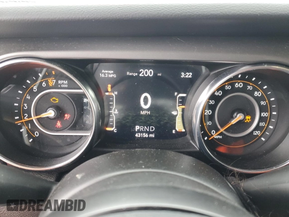 2022 Jeep Wrangler Unlimited Sport S with VIN 1C4HJXDG7NW150546, listed as a Copart auction lot 52297485 with 43,156 mi miles and Salvage title. Bid and sale history available at DreamBid. Image 9.