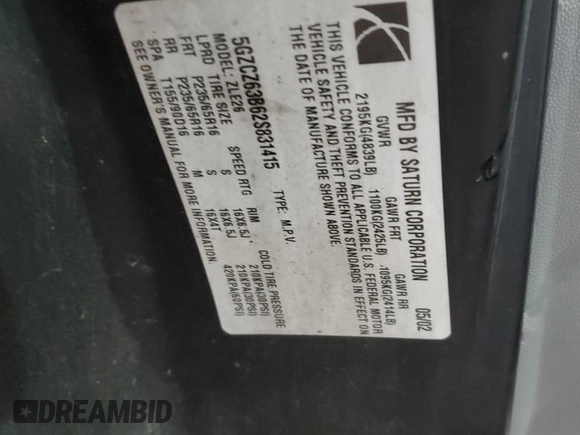 2002 Saturn VUE with VIN 5GZCZ63B62S831415, listed as a Copart auction lot 45962615 with Not Provided miles and Salvage Title. Bid and sale history available at DreamBid. Image 13.