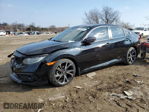 2020 Honda Civic Sedan Sport with VIN 2HGFC2F89LH532696, listed as a Copart auction lot 43869495 with 123,252 mi miles and Salvage Title. Bid and sale history available at carsss.com. Image 1.