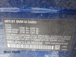 2018 BMW M5 z VIN WBSJF0C53JB282658, wystawiony jako IAAI lot #39977648 z przebiegiem 28 001 mil mil oraz . Historia ofert i sprzedaży dostępna na DreamBid. Obrazek 9.