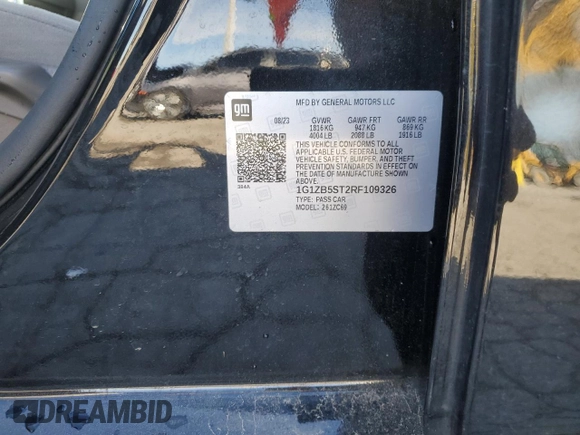 2024 Chevrolet Malibu LS with VIN 1G1ZB5ST2RF109326, listed as a Copart auction lot 50271005 with 42,477 mi miles and Salvage Title. Bid and sale history available at DreamBid. Image 12.