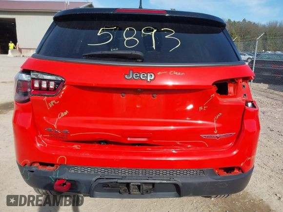 2020 Jeep Compass Trailhawk with VIN 3C4NJDDB2LT142394, listed as a IAAI auction lot 42055893 with 54,490 mi miles and . Bid and sale history available at carsss.com. Image 17.