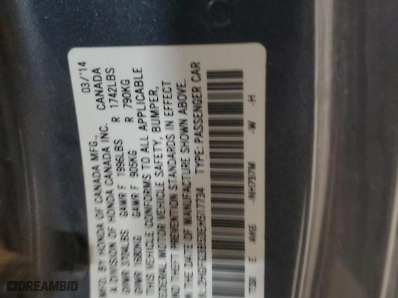 2014 Honda Civic Coupe LX with VIN 2HGFG3B53EH517734, listed as a Copart auction lot 46295955 with NaN miles and Salvage Title. Bid and sale history available at carsss.com. Image 12.