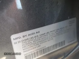 2023 Audi S3 Premium Plus z VIN WAUH3DGY9PA093423, wystawiony jako Copart lot #61346474 z przebiegiem 12 322 mil mil oraz Szkoda całkowita • Salvage title. Historia ofert i sprzedaży dostępna na DreamBid. Obrazek 12.