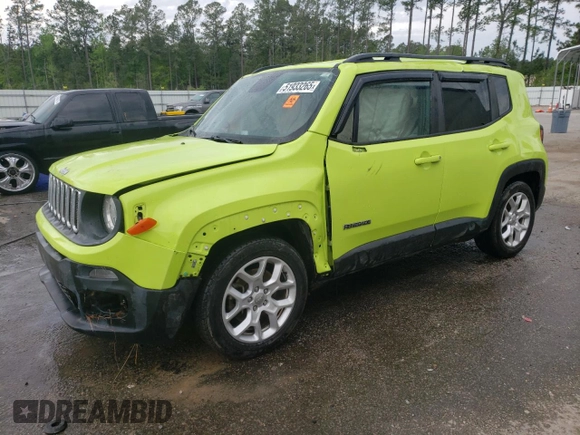 2018 Jeep Renegade Latitude with VIN ZACCJABB7JPH38825, listed as a Copart auction lot 51933265 with 91,578 mi miles and Salvage Title. Bid and sale history available at DreamBid. Image 1.