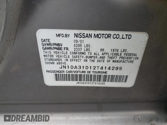 2002 Nissan Maxima GXE с VIN JN1DA31D12T414295, выставлен на аукционе Copart как лот 83090944 с пробегом 175 456 миль миль и Списание • Salvage title. История ставок и продаж доступна на DreamBid. Изображение 14.