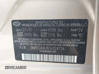 2012 Hyundai Sonata Limited z VIN 5NPEC4AC8CH324754, wystawiony jako IAAI lot #42398341 z przebiegiem 161 244 mil mil oraz . Historia ofert i sprzedaży dostępna na DreamBid. Obrazek 9.