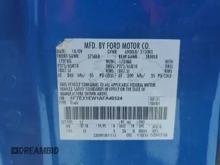 2010 Ford F-150 XL z VIN 1FTEX1EW1AFA49324, wystawiony jako Copart lot #65012455 z przebiegiem Nie podano mil oraz Szkoda całkowita • Salvage title. Historia ofert i sprzedaży dostępna na DreamBid. Obrazek 12.