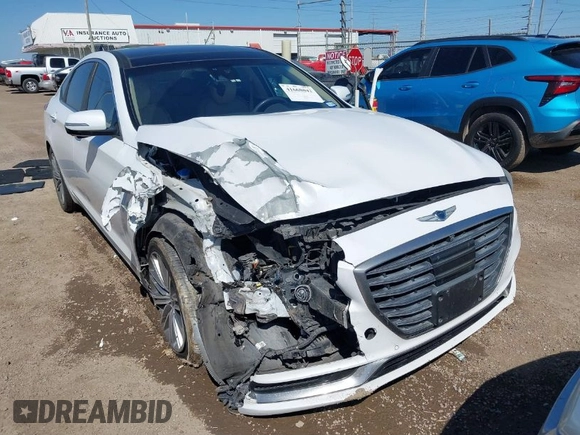 2018 Genesis G80 3.8L with VIN KMHGN4JE8JU227590, listed as a IAAI auction lot 41668042 with 69,914 mi miles. Bid and sale history available at carsss.com. Image 1.