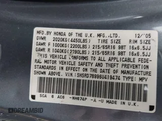 2006 Honda CR-V EX SE z VIN SHSRD78996U419474, wystawiony jako IAAI lot #42319007 z przebiegiem 197 786 mil mil oraz . Historia ofert i sprzedaży dostępna na DreamBid. Obrazek 9.