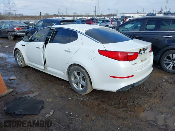 2015 Kia Optima LX with VIN KNAGM4A75F5644401, listed as a IAAI auction lot 41672679 with 217,636 mi miles. Bid and sale history available at carsss.com. Image 3.