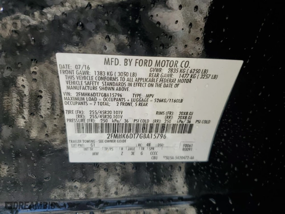 2016 Ford Flex Limited w/EcoBoost with VIN 2FMHK6DT7GBA15796, listed as a Copart auction lot 85119834 with 121,651 mi miles and Salvage Title. Bid and sale history available at carsss.com. Image 13.