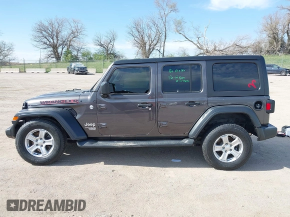 2019 Jeep Wrangler Unlimited Sport S with VIN 1C4HJXDG0KW541940, listed as a IAAI auction lot 42100255 with 68,309 mi miles and . Bid and sale history available at DreamBid. Image 15.