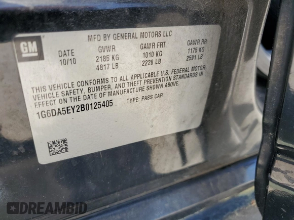 2011 Cadillac CTS with VIN 1G6DA5EY2B0125405, listed as a Copart auction lot 53452855 with 251,073 mi miles and Clean title. Bid and sale history available at DreamBid. Image 12.